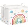 Clastyle Cestini Portaoggetti Nuvola Arcobaleno Bianco per Bambini - Bambino Scatola Portaoggetti Giocattoli Vestiti Rettangolare per Cameretta, Stanza dei Giochi, Lavanderia, 40x30x30 cm