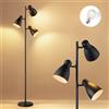 home sweet home collection Home Sweet Home Lampada da Terra Vintage a 3 Luci Nera, Lampada Industriale incl. 3 Lampadine LED E27 - Lampada a Stelo Retrò in Metallo 165.8cm per Soggiorno e Ufficio