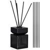 FOMIYES 1 set di bottiglie diffusore in vetro profumato per la casa, senza profumo, bottiglia vuota, per, con coperchio quadrato in legno e bastoncini diffusore di bastoncini (100 ml)