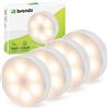 Brendz Luce Armadio Rotonda, Controllo Touch, Ricaricabile USB-C, Dimmerabile, Magnetica, 4 pezzi, 3 Temperature di Colore, LED Armadio, Luci LED per Armadio