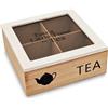 Morgan Scatola Porta Tisane in Legno, Porta Bustine The Quadrato da 4 Tea Box, Scatola Porta The Bustine Bianco 18x18x7 cm