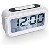 Coolzon Sveglia Digitale, Sveglie da Comodino Batteria per Bambini Adulti, Orologio Digitale Silenziosa Grande LCD Schermo Data Temperatura Funzione Snooze Luce Notturna Allarme Forte, Bianco