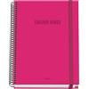 Dohe - Taccuino A5 a quadretti - 100 fogli spessore 90 g/m², dimensioni 16,2 x 21 cm, copertina rigida, chiusura anelli e gomma elastica, griglia 5 mm, materiale scolastico - COLOUR VIBES Rosa