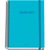 Dohe - Taccuino A5 a quadretti - 100 fogli spessore 90 g/m², dimensioni 16,2 x 21 cm, copertina rigida, chiusura anelli e gomma elastica, griglia 5 mm, materiale scolastico - COLOUR VIBES Cyan