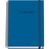 Dohe - Taccuino A5 a quadretti - 100 fogli spessore 90 g/m², dimensioni 16,2 x 21 cm, copertina rigida, chiusura anelli e gomma elastica, griglia 5 mm, materiale scolastico - COLOUR VIBES Blu
