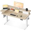 OffiGo Scrivania Regolabile in Altezza, 120x60 cm Scrivania Elettrica con L forma Supporto per Monitor, Standing Desk con Cassetto, Ergonomica Table Motorizzata con USB, Beige
