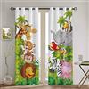 GTBDWOSN® Tende Oscuranti Occhielli per Soggiorno Tenda, Cartoon Zoo Giungla Animale 140X160 Cm (Lxa) 3D Blackout Camera da Letto Tende Finestra 3D Visivo Stampa Digitale - Tende per La Camera da Let