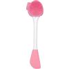 Leeadwaey Spazzola di pulizia del viso del silicone della spazzola di massaggio del viso della spazzola di pulizia del viso, doppia testa, bianco rosa