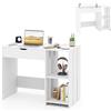 LIFEZEAL Scrivania con ripiano estraibile, scrivania per computer con vano portaoggetti, tavolo per computer portatile, tavolo con mensola, bianco
