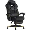 SONGMICS Sedia Gaming, Sedia Ufficio Scrivania, Ergonomico, con Poggiapiedi, Poggiatesta Regolabile, Cuscino Lombare, Portata 150 kg, Nero Inchiostro OBG077B08
