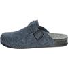 Grunland Reps CI1016 A6 Blu Grigio Uomo Ciabatte Pantofole Tirolesi in Lana Cotta Feltro Calde Suola in Gomma Fibbia Regolabile Invernali (Numeric_46)
