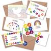 Papierdrachen 6 biglietti di auguri per feste cristiane come battesimo, comunione, cresima, cresima, motivo arcobaleno, biglietti pieghevoli con busta e adesivi abbinati, DIN A6,
