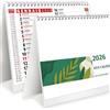 SOLOCALENDARI Calendario da Tavolo 2026 con Feste Settimane Lune e Santi con Numeri Grandi - Perfetto per casa e ufficio - Calendario ECOLOGICO Certificato FSC® Mix Credit - 1 PZ