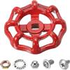 PATIKIL Maniglia per Rubinetto Esterno Foro Asta Quadrata 7x7mm, Maniglia Rotonda in Acciaio Fuso per Sostituzione Maniglia Rubinetto Acqua con Viti Spacer, Rosso