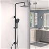 JUNSHENG Colonna Doccia Non Termostatica JUNSHENG, Set Doccia in Acciaio Inox 304, Set Doccia con Soffione Quadrato e Doccetta, Nero (20x20cm)
