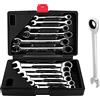 Cocoarm Maul - Set di chiavi a cricchetto, 12 pezzi, chiavi combinate a cricchetto, in cromo vanadio, chiave a cricchetto, con valigetta 8-19 mm