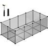 SONGMICS Recinto per Animali con Fondo, Recinzione per Animali di Piccola Taglia, Gabbia in Plastica da Interno per Criceti Conigli Ricci Porcellini d'India, 143 x 73 x 46 cm, Grigio LPC002G01