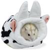 LuckyOpt Letto criceto, simpatico mini cavia letto con biancheria da letto rimovibile, morbido cuccia per porcellini d'India siriano riccio Gerbil piccoli animali domestici, S (nero+bianco)