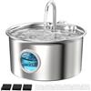 ATMZIQXR Fontanella Gatto Acciaio Inox: Fontanella Gatti Silenziosa - 2.6L Automatica Fontana Gatti - Dispenser Acqua Elettrico - Abbeveratoio per Gatto Rubinetto - Filtro Multipla con 6 Filtris+ 3 Spugnes
