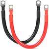 SWAWIS 2 Pezzi Cavi Batteria Auto M8 30cm, Cavo Batteria 35mm² 12V/24V Cavi Batteria con Terminali ad Anello per Solare Moto Auto Cavo di Terra della Batteria, Nero + Rosso