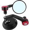 Qiilu 1 Paio Universale 7/8 Specchietto Retrovisore Rear View Mirrors Manopola Manubrio Laterale per Moto(Rosso)