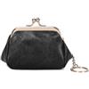 PORRASSO Retro Portamonete Mini Portafoglio Portatile Astuccio Portachiavi Coin Bag per Donna Nero