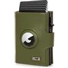 Marc Peter® Portafoglio in pelle Push Air Slim con Airtag e scomparto portamonete - protezione RFID, verde, XL