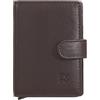 DUDU Portafoglio Portacarte Uomo in Pelle Protezione RFID, Piccolo Miniwallet con Cardprotector in Alluminio, Porta Banconote e Chiusura a Bottone Burgundy scuro