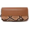 Emila Portafoglio donna grande con zip cerniera stampa animalier pitone lungo xl porta tessere scomparti carte credito borsellino portamonete ecopelle rettangolare rigido vintage Cuoio