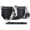 Blade Marsupio da donna in vera pelle, elegante marsupio, da donna, con 2 motivi e pelle staccabili e regolabili, tracolla da donna, tasca sul petto di alta qualità per donne, Nero-6., s