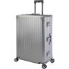 Travelhouse Valigia da viaggio in alluminio, con manico telescopico, TSA, 4 ruote, argento, Großer Koffer XL, valigetta