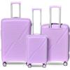 DS-Lux Valigia da viaggio di alta qualità, rigida, trolley trolley a mano, in plastica ABS con serratura TSA, 4 ruote spinner (S-M-L-Set), Rose V3, Set, Set di valigie