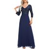 unilarinna Abito da donna vintage a maniche lunghe, abito da festa, abito patchwork, abito da ballo, taglie forti, gonna lunga gotica, con paillettes, elegante e bellissimo abito a tunica, blu navy, XXL