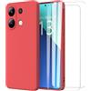 MOONESS Cover per Xiaomi Redmi Note 13 4G (6.67") Custodia,Con 2 Pellicola Vetro Temperato Morbida Sottile Liquid TPU Antiurto Anti-Scratch Case - Rosso