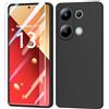BUTISHIYU Cover Compatibile con Xiaomi Redmi Note 13 Pro 4G + Vetro Temperato,Custodia Xiaomi Redmi Note 13 Pro 4G Silicone Liquido,Case in Morbida Antigraffio - Nero
