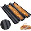 Peuirre Stampo Pane Francese, Teglia Forno Baguette, Stampi Baguette Antiaderenti, Vassoio Baguette Antiaderente per 3 Baguette, con un Buon Rivestimento Antiaderente, per Familiare, Panetteria(Nero)