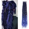 Seimainurs Extension dreadlock sintetiche, 61 cm, stile hippie, con estremità singola, 0,6 cm di larghezza, estensioni per capelli stile reggae all'uncinetto, per donne (T1B/blu, 3 stili misti 61 cm (6 fili))