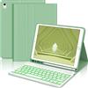 JADEMALL Custodia Tastiera per iPad 9a/8a/7a Generazione 2021/2020/2019 10.2, Italiano QWERTY Tastiera Staccabile Wireless Cover con Supporto per Apple Pencil per iPad 10.2, Verde chiaro