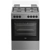 Beko FBE62120XD cucina a libera installazione inox, 60x60cm, piano gas, forno elettrico ventilato, grill elettrico, 66 Lt,