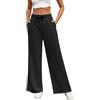 Xnova Donna Pantaloni Gamba Dritta Palazzo, Lounge Pantaloni A Vita Alta Elastico con Tasche per Yoga e Fitness (Bianco, L)
