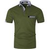 GNRSPTY Uomo Polo Manica Corta Casual Cotone Colori Contrastanti Business Classico T-Shirt Maglie,Verde02,XXL