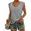 EDOTON T Shirt Donna Maglietta Corte Scollo a V Manica Corta Donna Casual Estiva Solida T-Shirt Maglietta Elegante(M,Grigio)