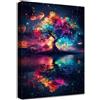 HALFLEMART Albero Della Vita Colorato Quadri Moderni Scena Notturna Stellata Blu Rossa Stampa su Tela Con Cornice Pittura Quadri su tela Decorazioni da Parete Soggiorno Camera da Letto Corridoio 30x40cm