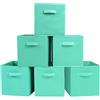 powerking Contenitori portaoggetti, confezione da 6 cubi pieghevoli in tessuto e organizer per cassetti per armadio e giocattoli, verde menta