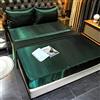 Loussiesd Set di lenzuola con angoli in raso effetto seta, per letto matrimoniale, 4 pezzi, colore verde acqua, lenzuolo superiore in seta setosa con tasca profonda, lenzuolo morbido