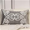 Aeckself Federa per cuscino in velluto di lusso, 30,5 x 50,8 cm, decorazione per la casa, motivo floreale, rettangolare, per divano, letto, soggiorno, grigio e bianco