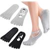 ZOCONE Calzini Antiscivolo Donna, 2 Paia 5 Dita Calze Antiscivolo Traspirante Separate per Ragazza per Yoga Pilates Barre Danza Fitness