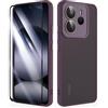 SMYTU Cover per Xiaomi Redmi Note 14 4G 6,67 Pollici con Vetro Temperato,Custodia Opaca Hard PC Glassata Traslucida Retro Resistente ai Graffi Silicone Antiurto Protettiva Case - Vino rosso