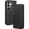 RonRun Cover Samsung Galaxy S25 Ultra, Custodia a Libro con Supporto Stand e Slot Porta Carte Case a Portafoglio Magnetica in Pelle PU Adatto per Samsung Galaxy S25 Ultra, nero
