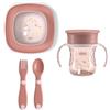 Chicco Set Pappa Neonato con Piattino, Posate e Bicchiere - 12 Mesi - Rosa
